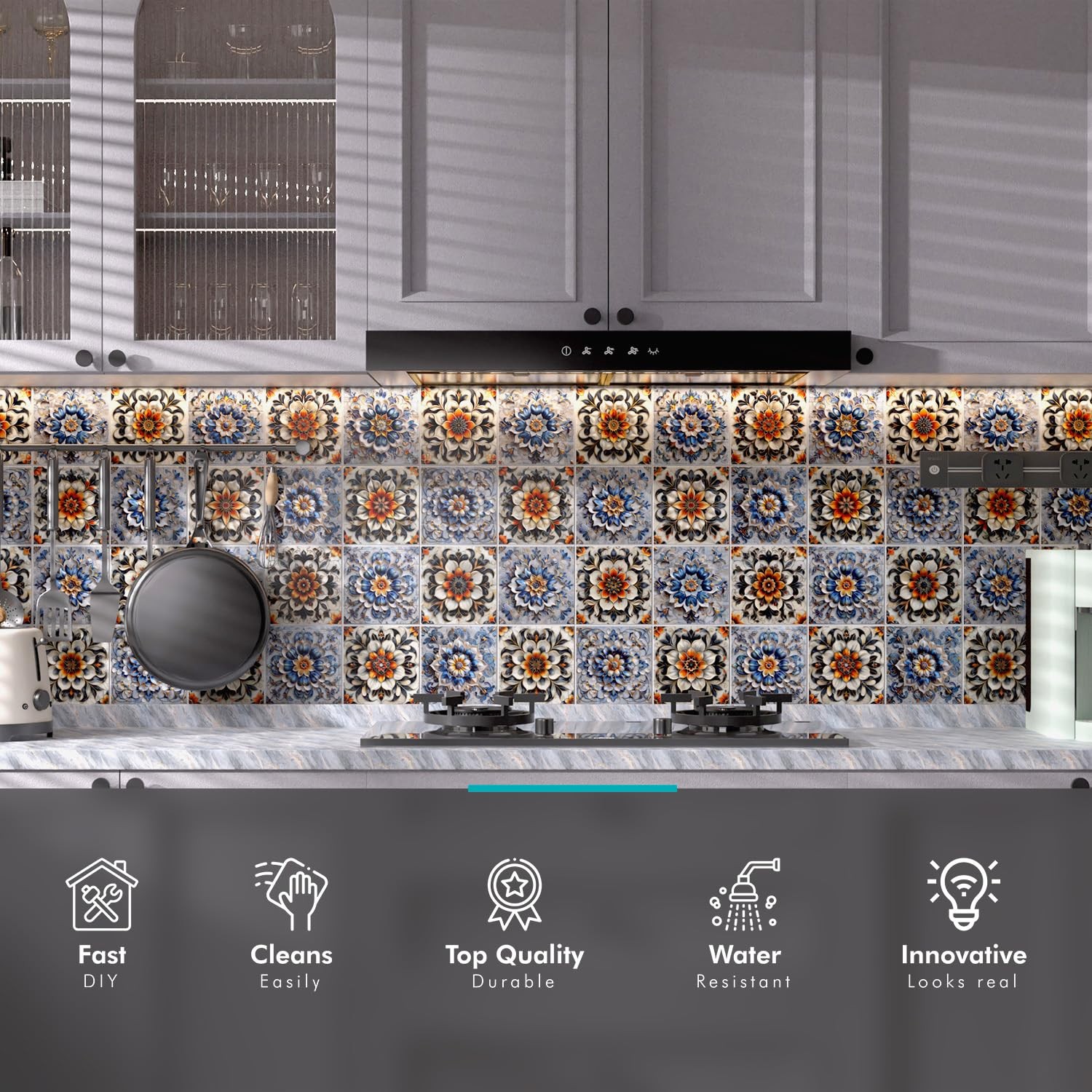6×6 Peel and Stick Tile Decals, Waterproof Decorative Backsplash Tiles for Ki…