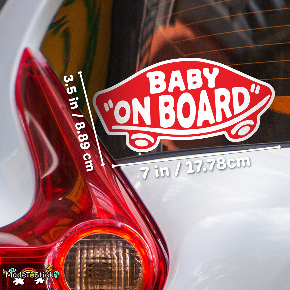 2-Pack Baby On Board Sticker Vinyl Red Skateboard Style Car Window Bumper Laptop