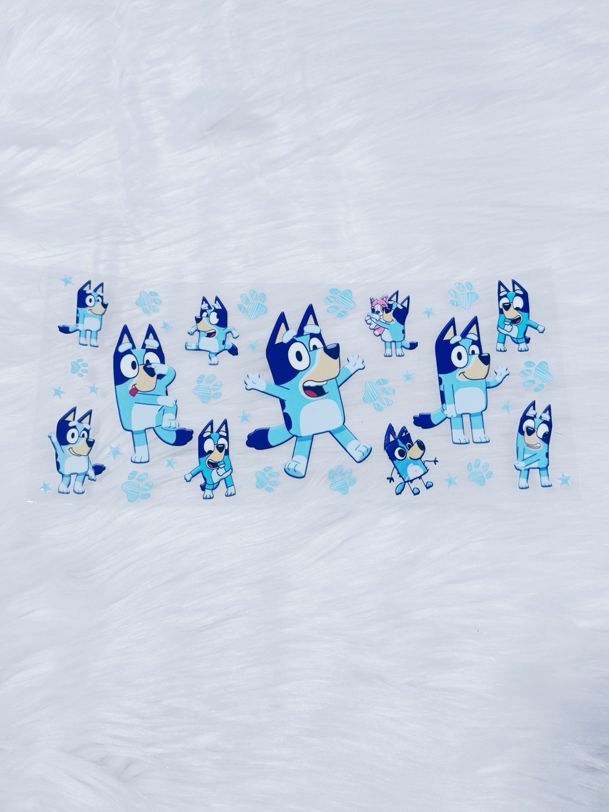 Bluey UV DTF Cup Wraps for 16 oz Glass Cups, 8 Sheets Transfers Variety