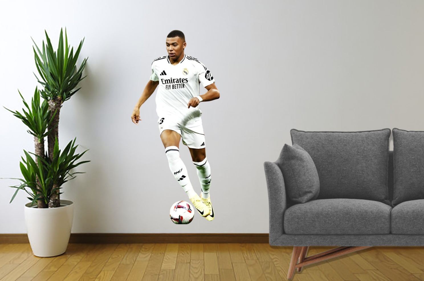 Kylian Mbappe Wall Sticker Vinyl Removable Decal | Madrid Soccer Decor Reusable