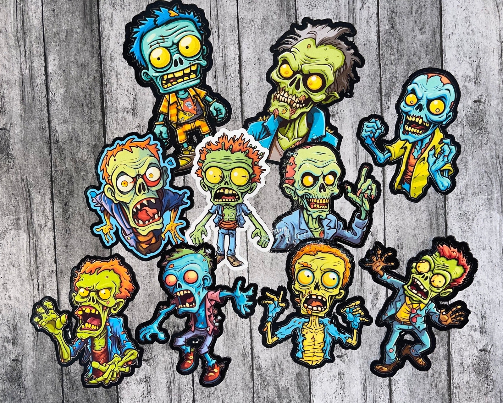 Colorful Cartoon Zombie Stickers Set Laptop Sticker WaterBottle Sticker