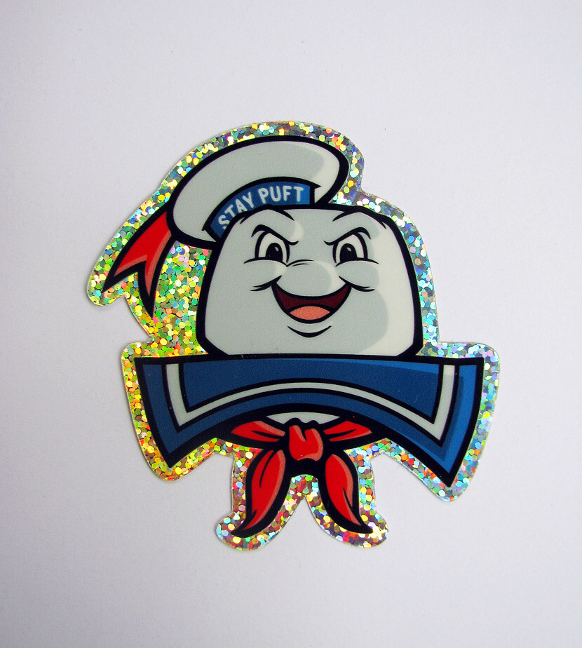 Stay Puft Glitter Sticker Ghostbusters Marshmallow Man Skateboard Decal 3"