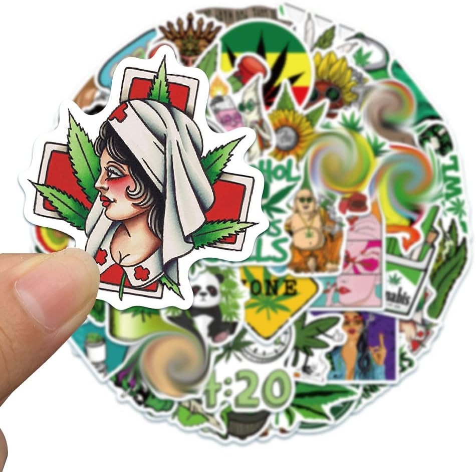 200 PCS Vinyl Waterproof Weed Stickers Aesthetic for Adults – Cool Funny DIY