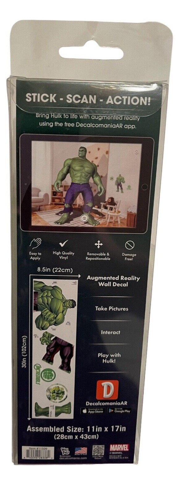 Marvel Incredible Hulk Wall Decal – w|Augmented Reality 11X17” *FREE SHIP”