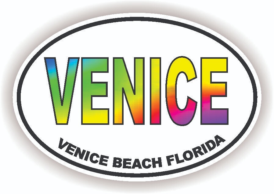 Venice Beach Florida PCB Oval Bumper Sticker Helmet Sticker Euro Oval USA