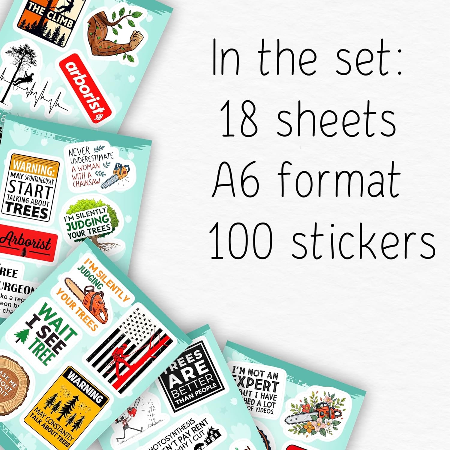 Fun Arborist Stickers Pack for Hard Hats, Laptops, Water Bottles, and More
