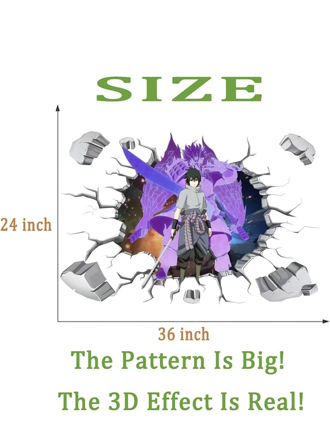 Anime Wall Sticker 24×36 inch Large Size Peel and Stick PVC Waterproof Manga 3D