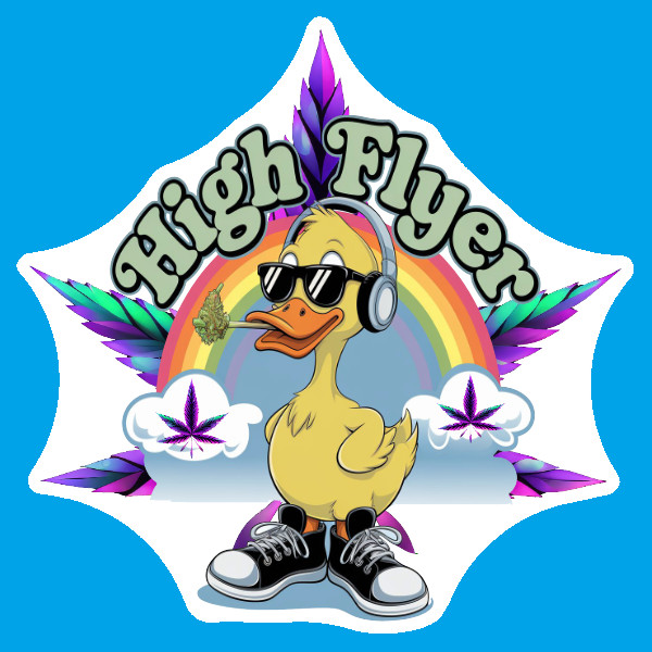 High Flyer Stoner Duck Weatherproof Vinyl UV 420 Cannabis Weed Sticker Marijuana