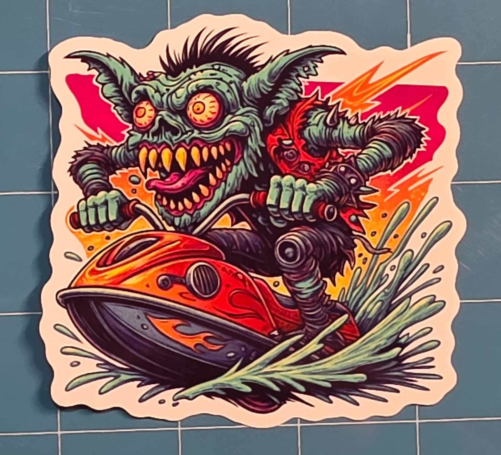 Jet Ski Cartoon Vinyl Sticker 9x9cm Monsters on Machines Decal