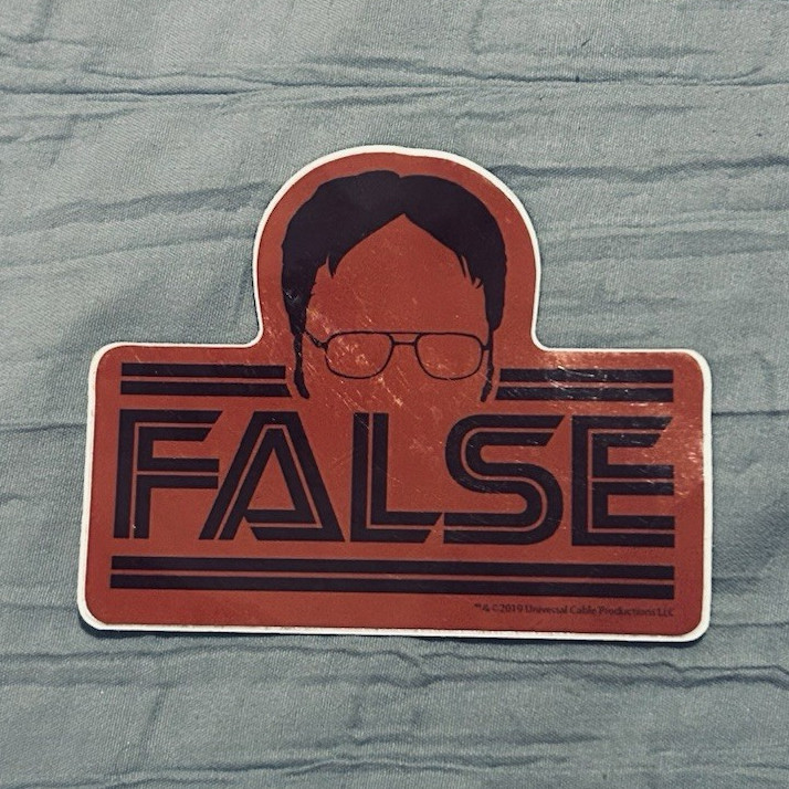 FALSE Text Dwight Schrute The Office sticker 3.5” x 3” classic
