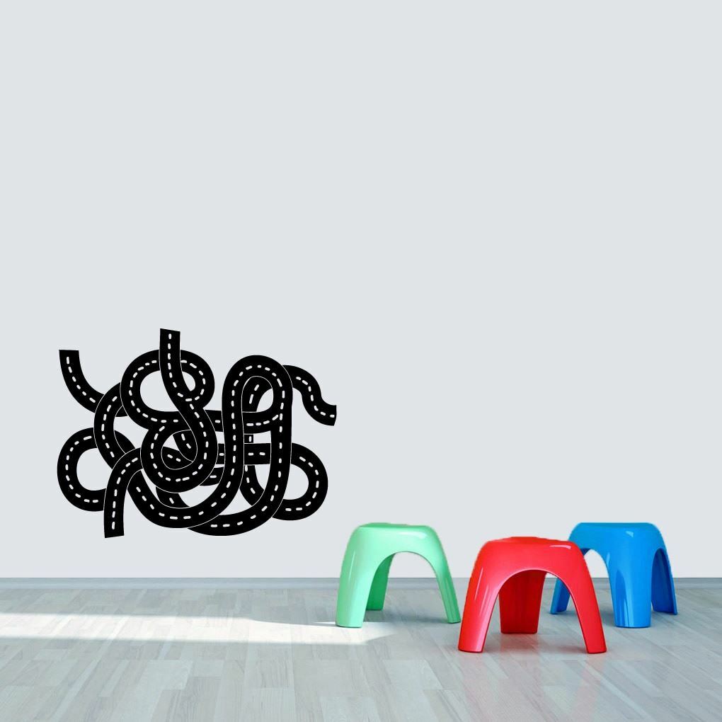 Road Wall Decal – Nursery, Kids, Playroom, Cars, Racing, Driving, Vinyl Wall Art