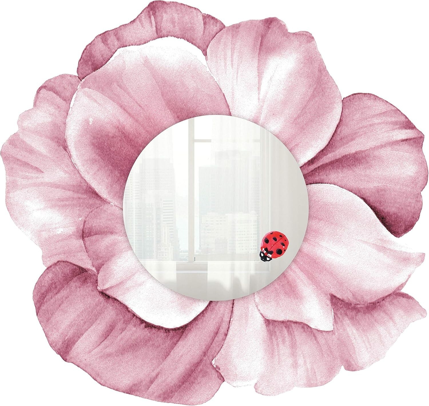 RoomMates Pink Peony Floral Mirror Peel & Stick 8 Wall Decals 13" x 14.3"