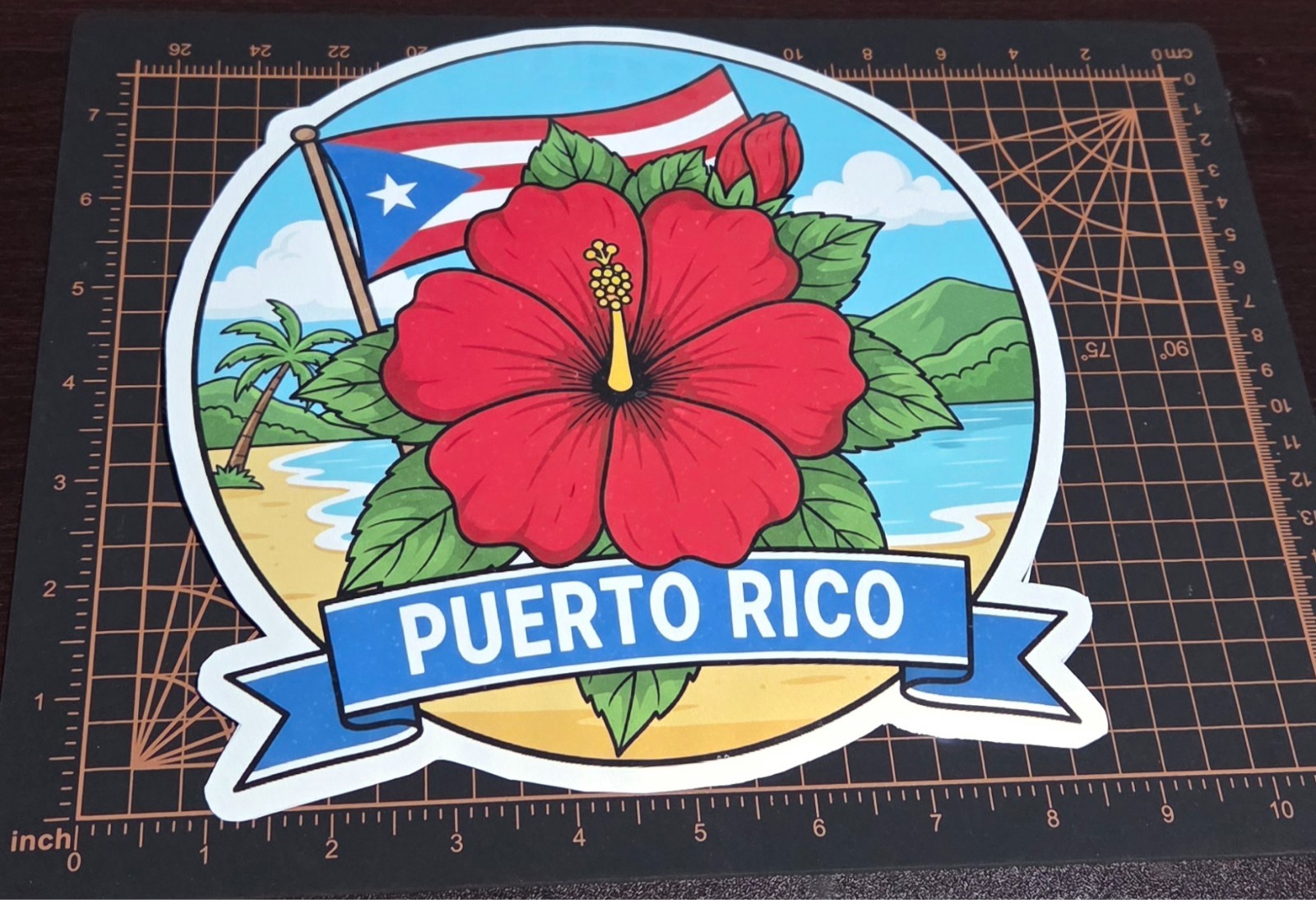 (8" H x 8" 1/2 W ) Puerto Rican laminated vinyl stickers decals