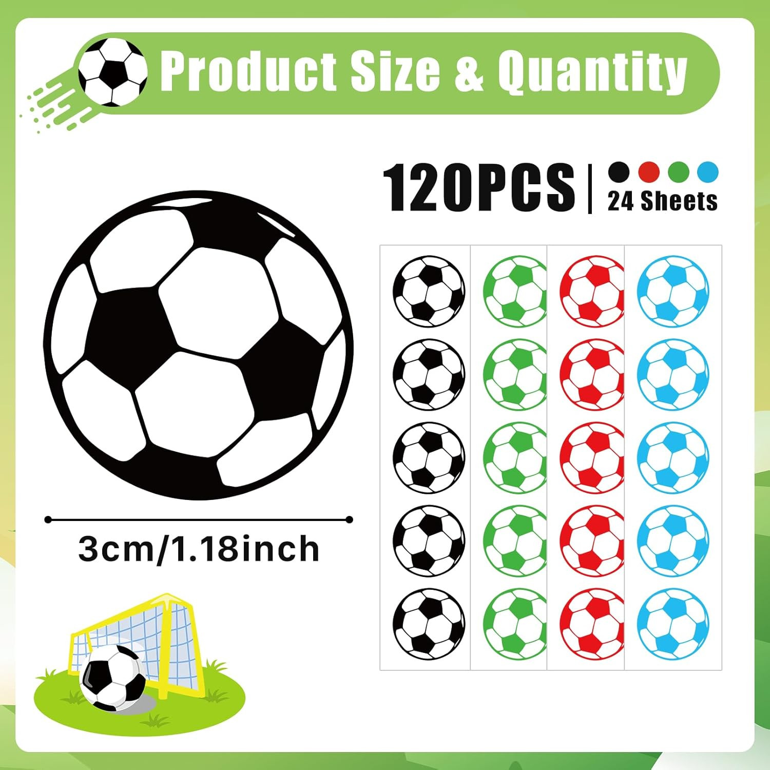 120 Pcs Soccer Stickers Vinyl, Soccer Ball Stickers for Water Bottle Kids Girls