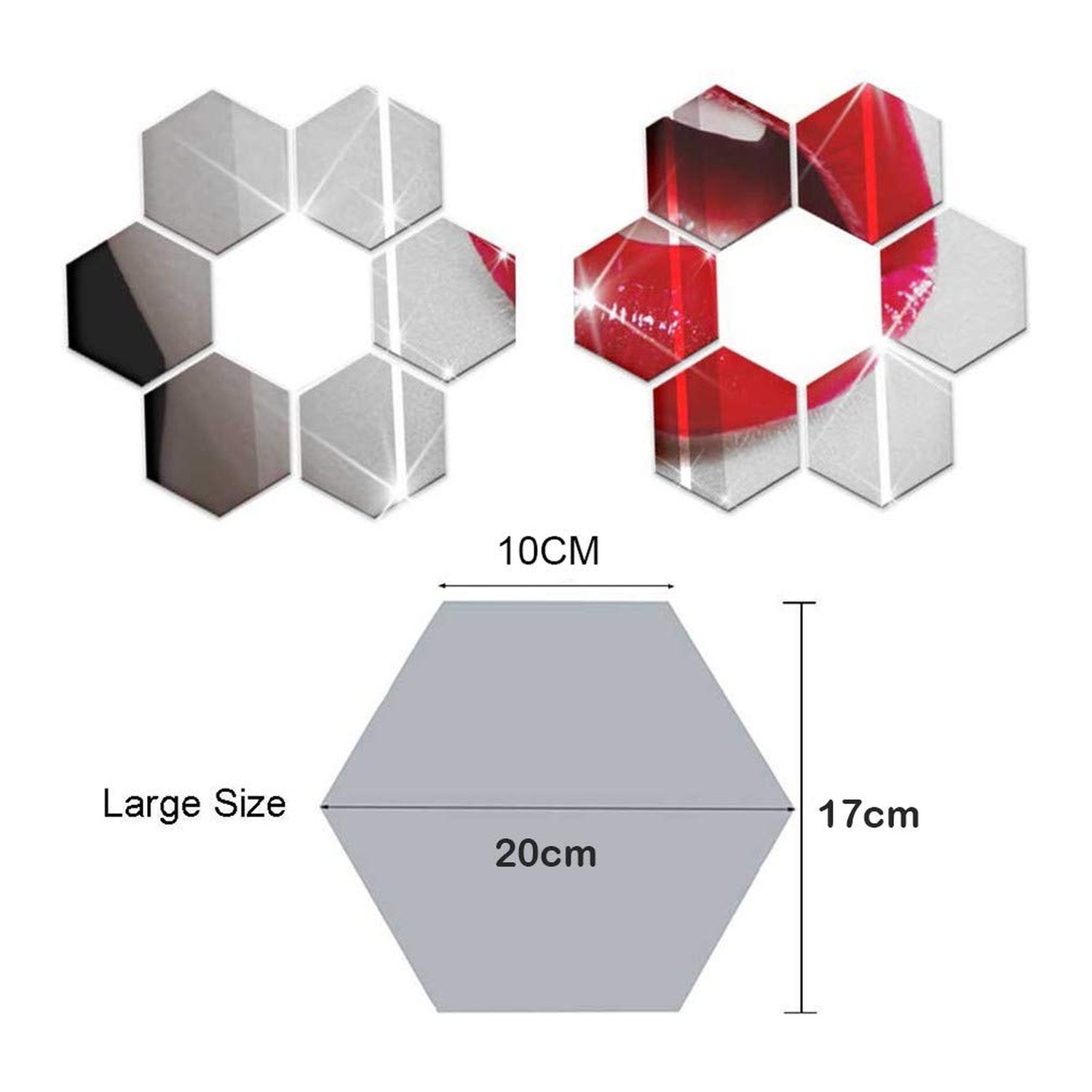 3D Hexagon Acrylic Mirror Wall Decor – Self Adhesive Tiles (15 PCS) 15 Pcs