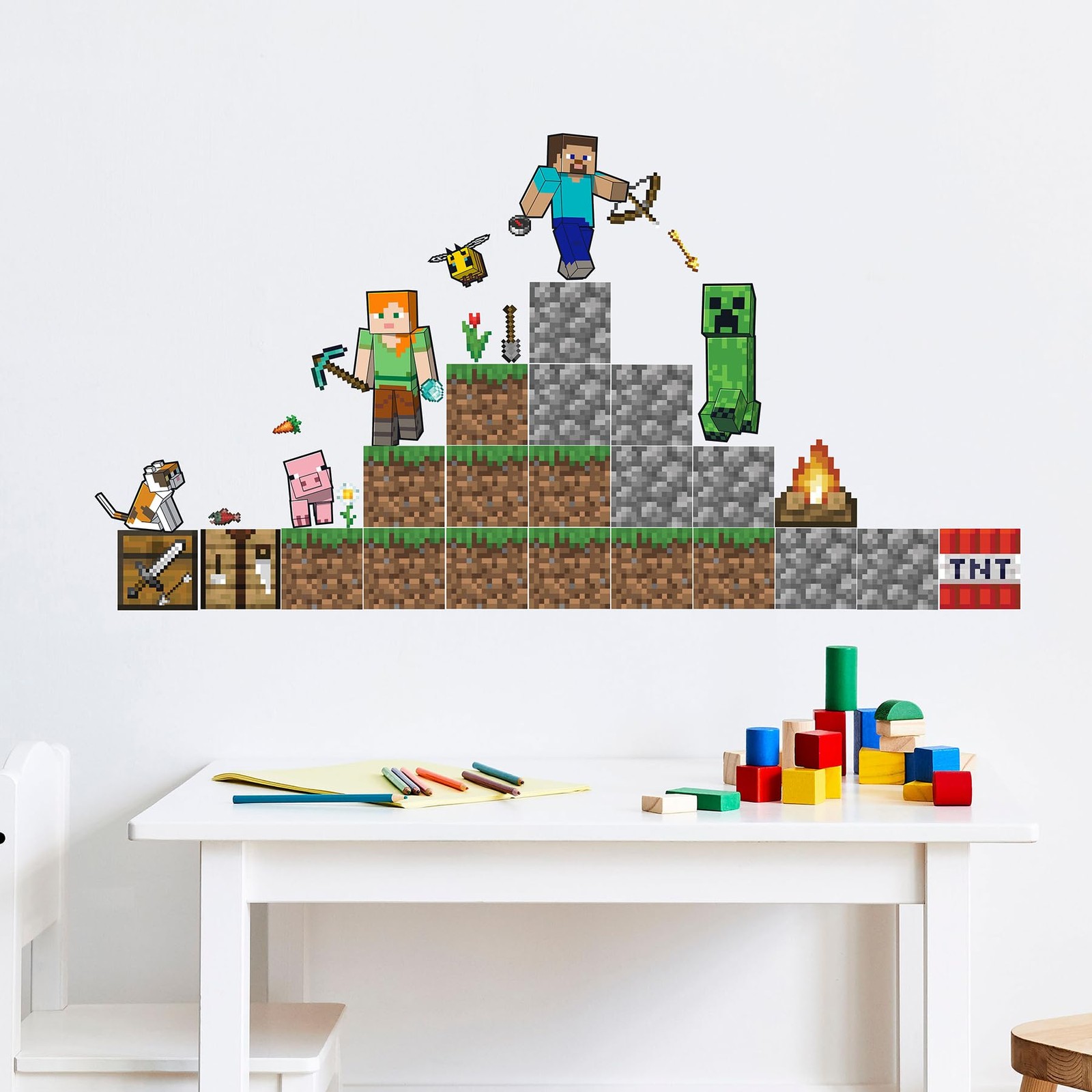 Minecraft Blocks Build Your Own Wall Decals Video Game Room Decoration