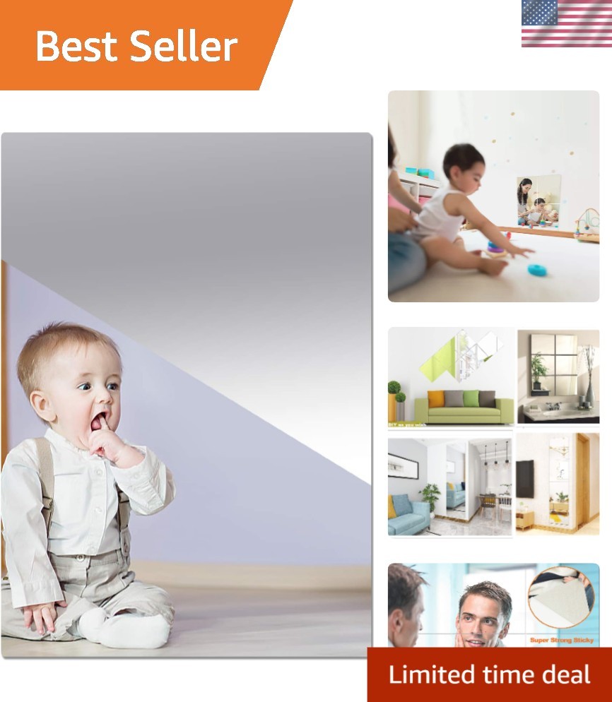 Lightweight 17" x 12" Self-Adhesive Acrylic Mirror – Ideal for Playrooms