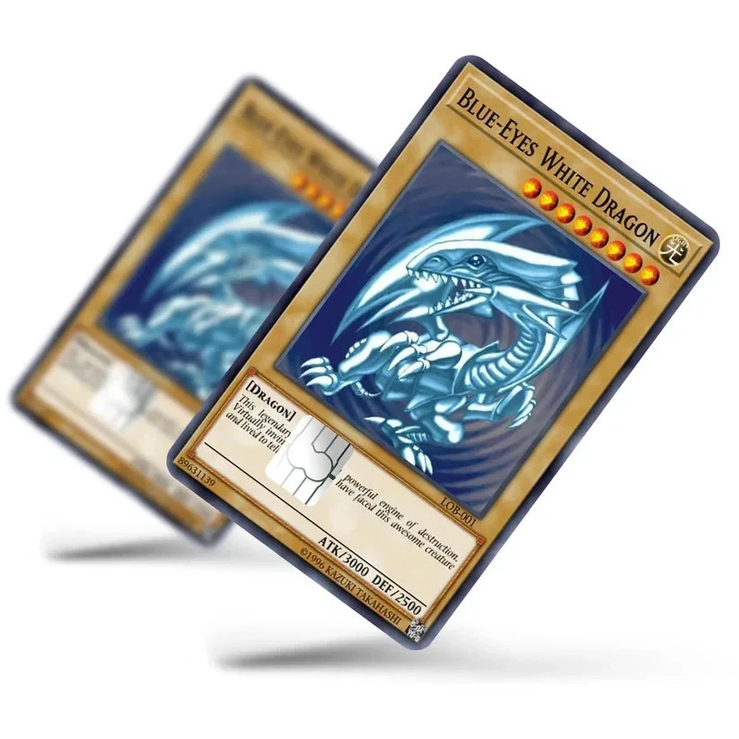 Blue Eyes White Dragon Card Skin 2-Pack Yu-Gi-Oh Anime Vinyl Debit Card Sticker