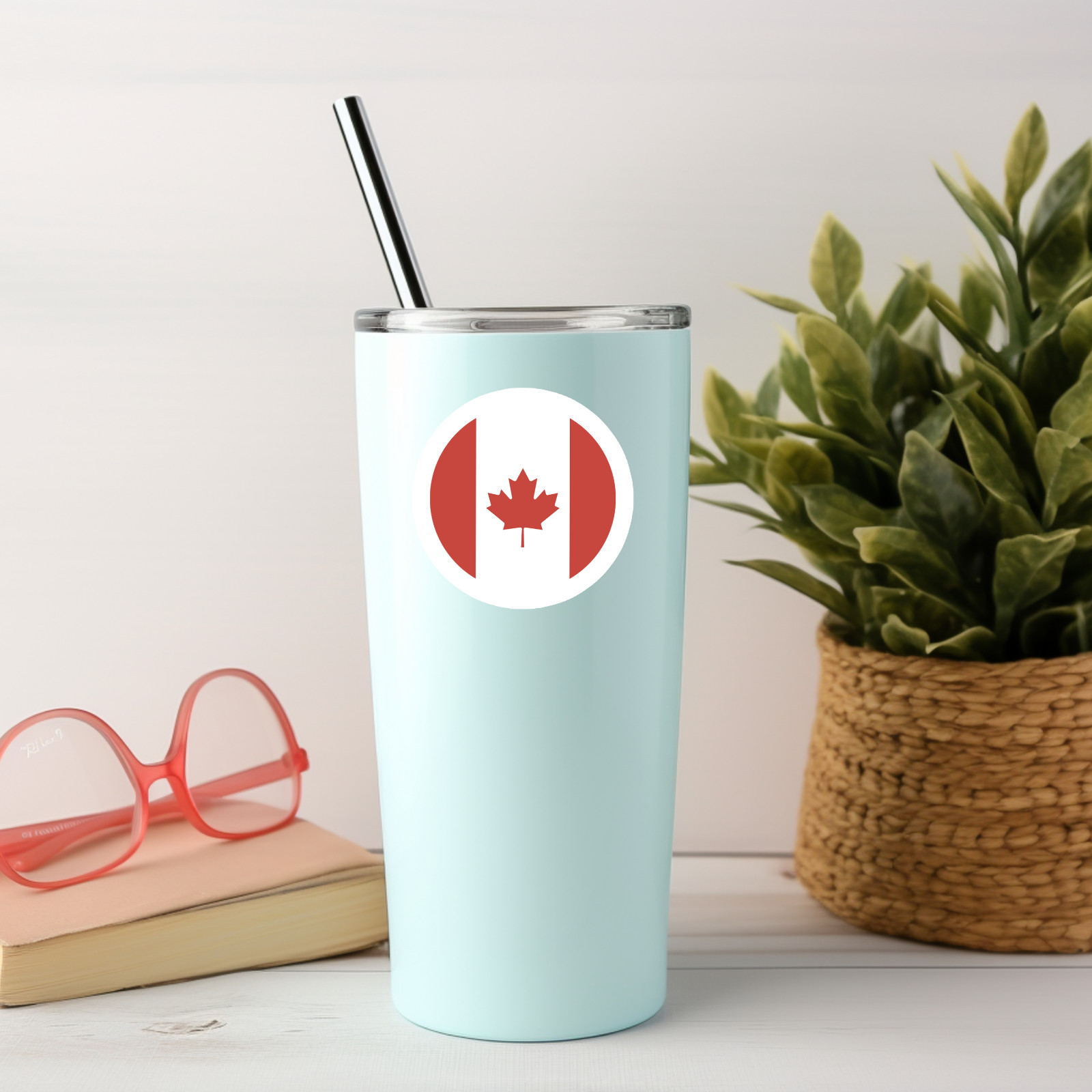 Canada Flag Stickers – 6 Pack Round Maple Leaf Decals – Patriotic Canadian Vinyl
