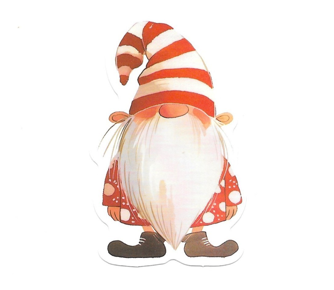 Striped Hat Gnome Sticker Vinyl Die Cut Decal Scrapbook Journal Holiday Craft