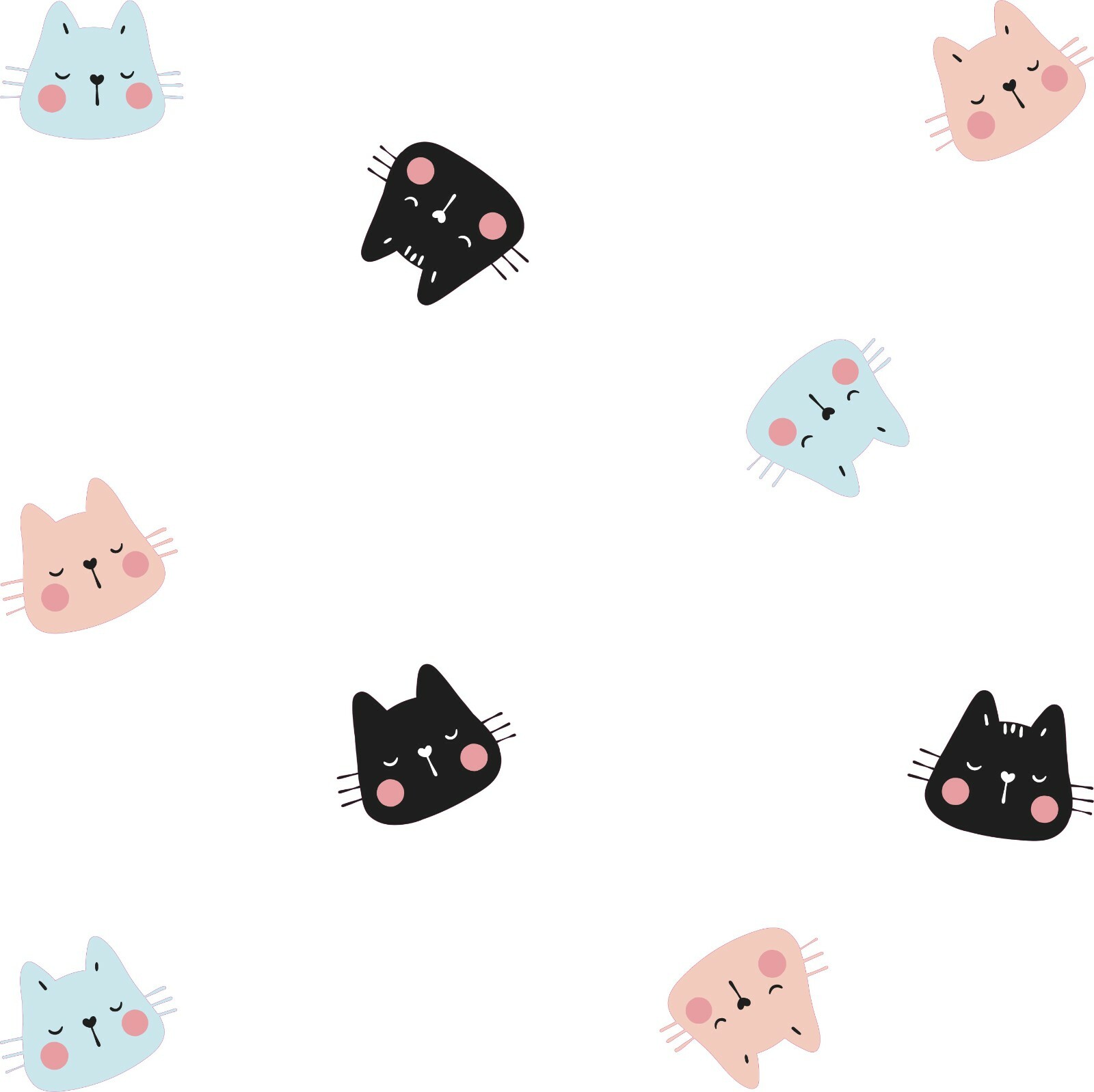 Vinyl Home Art Cat Kitten Heads Decoration Multicolored Design Wall Decal Sheet