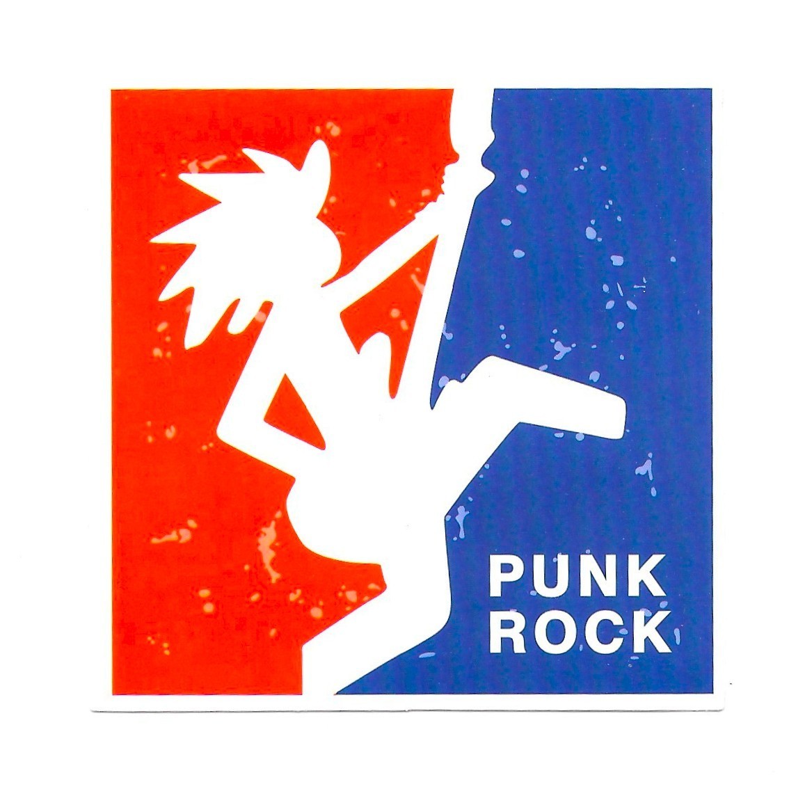 Punk Rock Vinyl Sticker Guitarist Silhouette Red Blue Music Decal