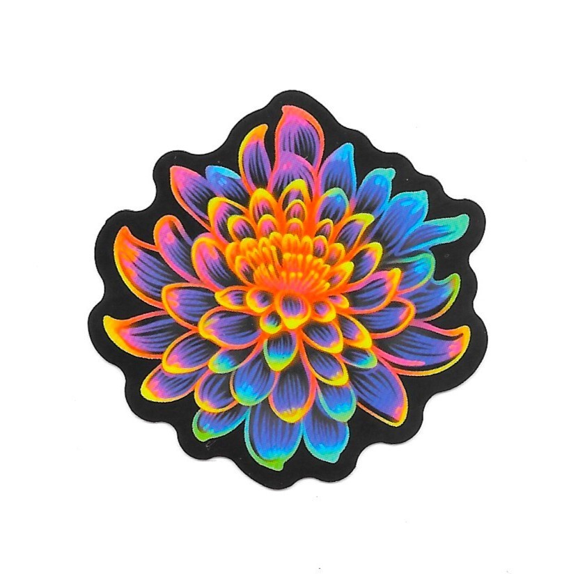 Dahlia Flower Vinyl Sticker Neon Airbrush Aesthetic Decal Glow Floral Nature Art