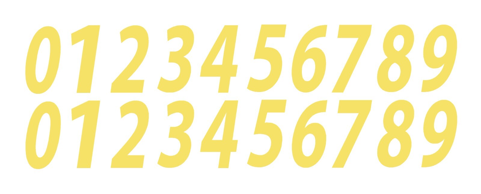 0-9 Numbers Yellow Sticker Vinyl Decals CHOOSE .5" – 12" Set Of 20 (V546-2)