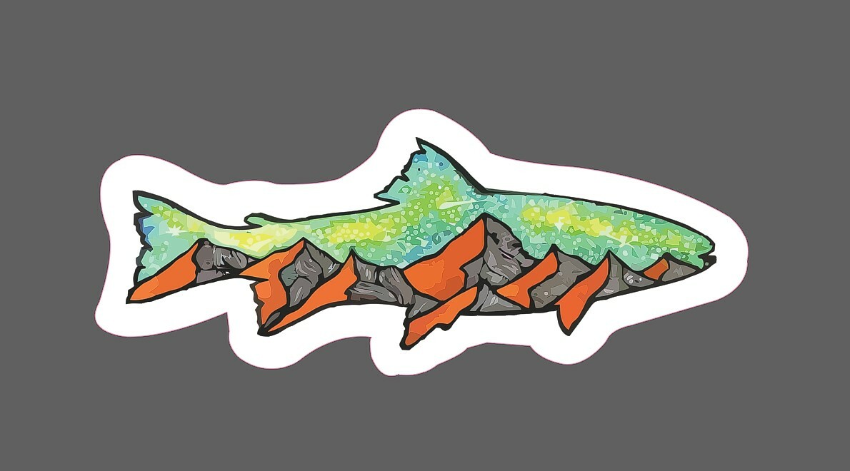 Fishing Sticker Mountain Salmon Waterproof – Buy Any 4 For $1.75 Each Storewide!