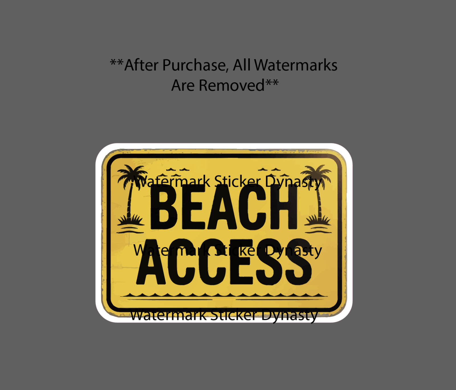 Beach Access Sticker Waterproof Decal Tropical Travel Sign Waves Palm Gift NEW
