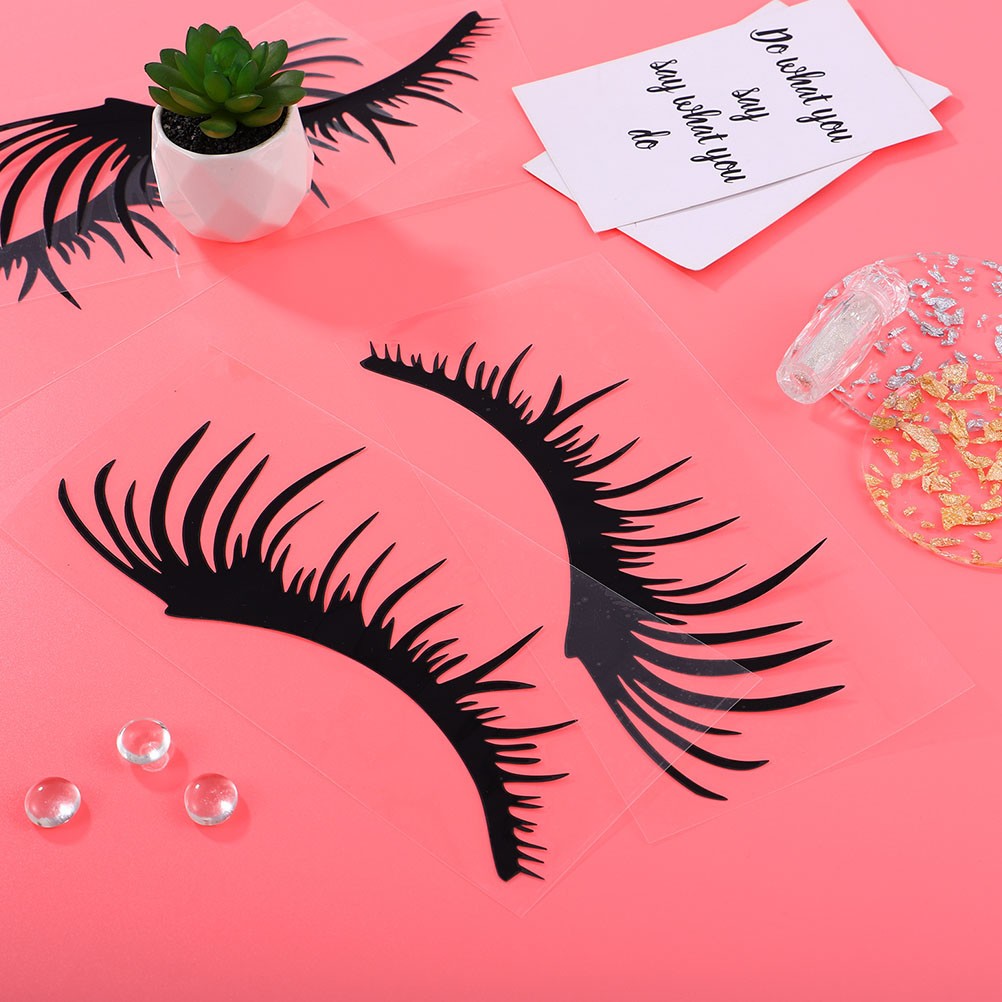 3 Pairs Car Eye Lashes for Headlights Black Eyelash Shape