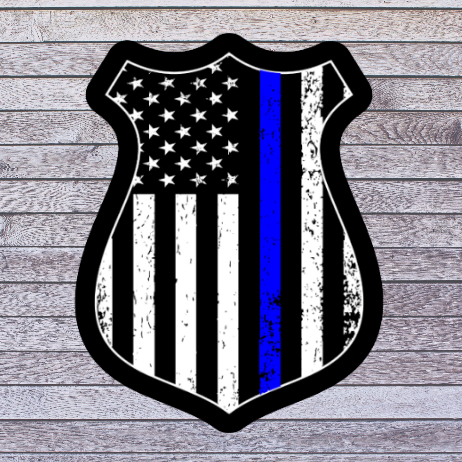 Police Support Sticker Vinyl Decal Thin Blue Line Badge American Flag