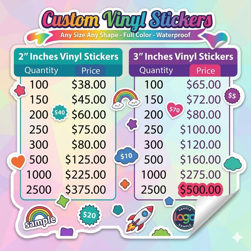 Custom Vinyl Stickers – Any Size Any Shape – Full Color -Waterproof