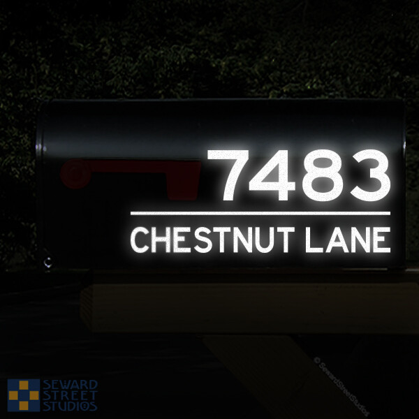 Reflective Address Number & Street Name Decal, Personalized Custom – 1277R