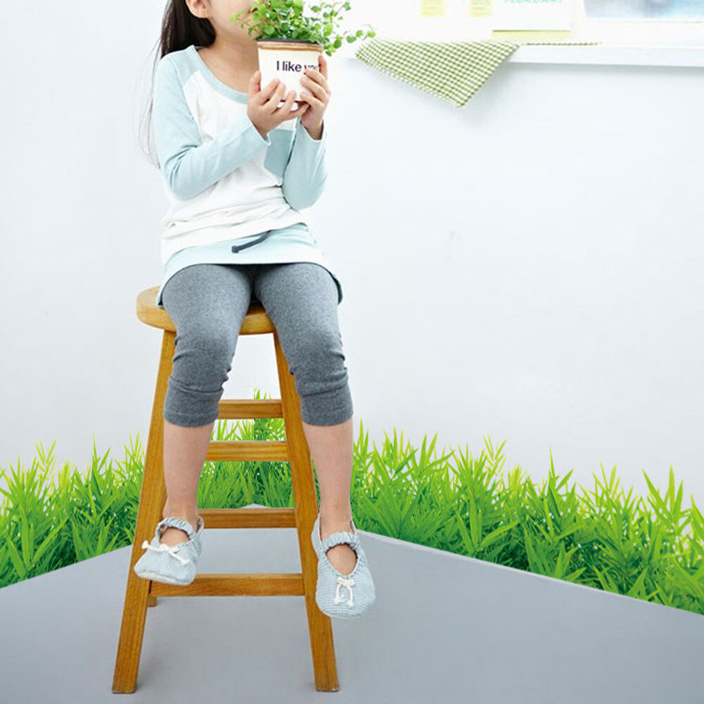 Fresh Green Grass Wall Stickers PVC Waterproof DIY Removable Decals Murals OK
