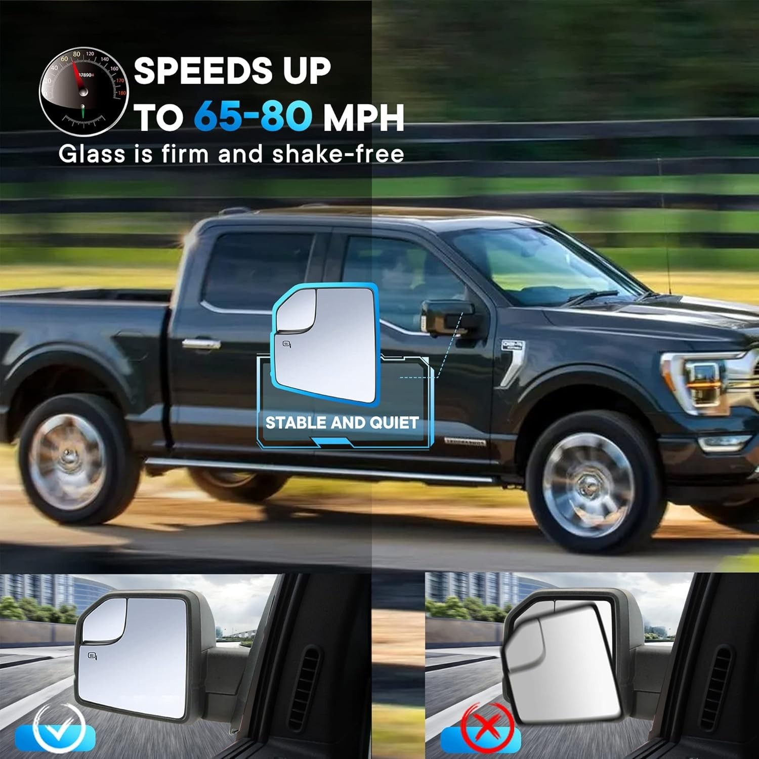 Compatible with Ford F150 Driver Side Mirror Glass 2015 2016 2017 2018 2019 2020