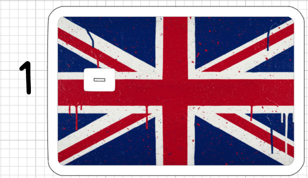 Union Jack Flag Credit Debit ATM Card Skin Sticker Art England Europe Lion Neon