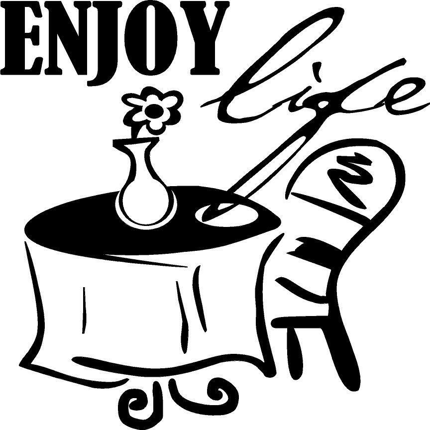 Enjoy Life w/Table and Chair Vinyl Decal Home Décor 12" x 12"