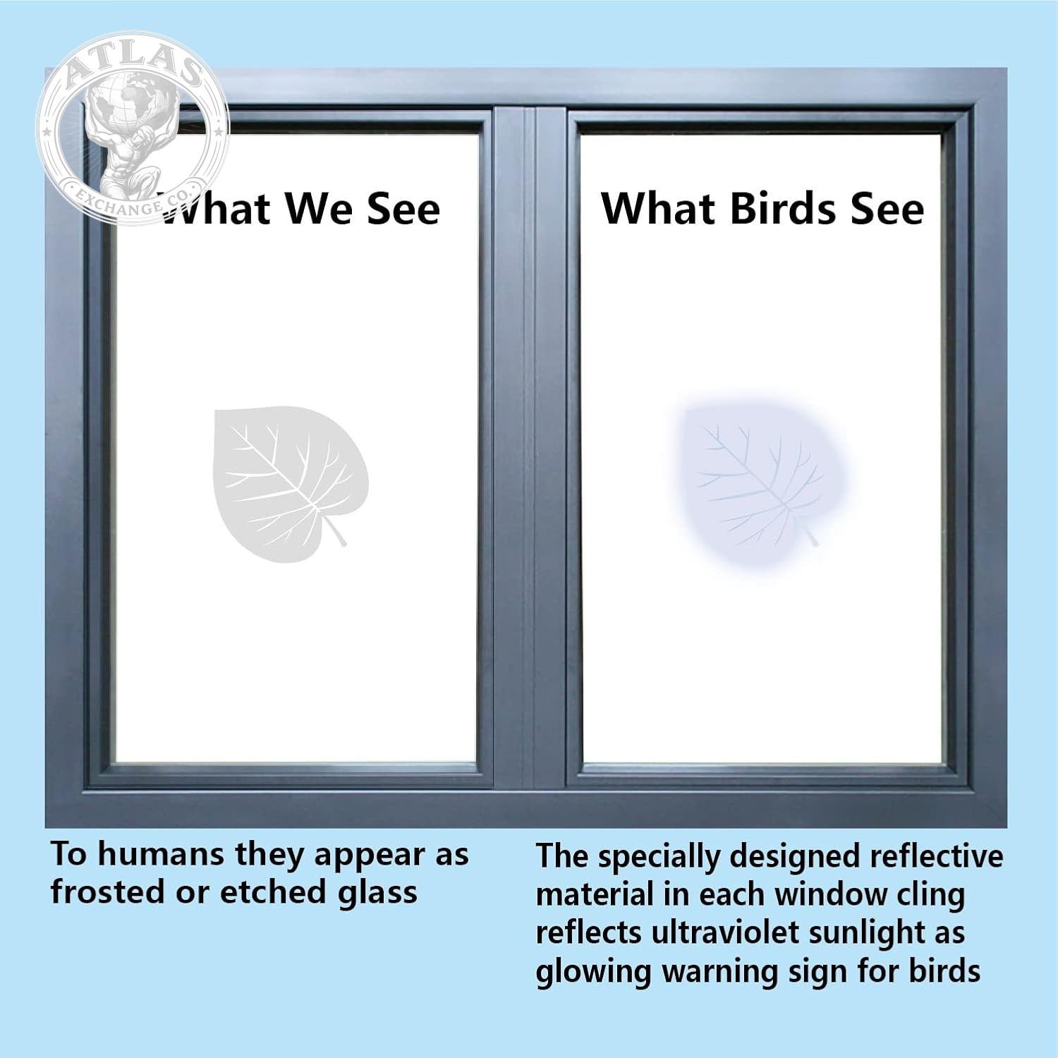 FINGOOO Window Decals for Bird Strikes,52 Pieces Large Leaf Shape anti Collision