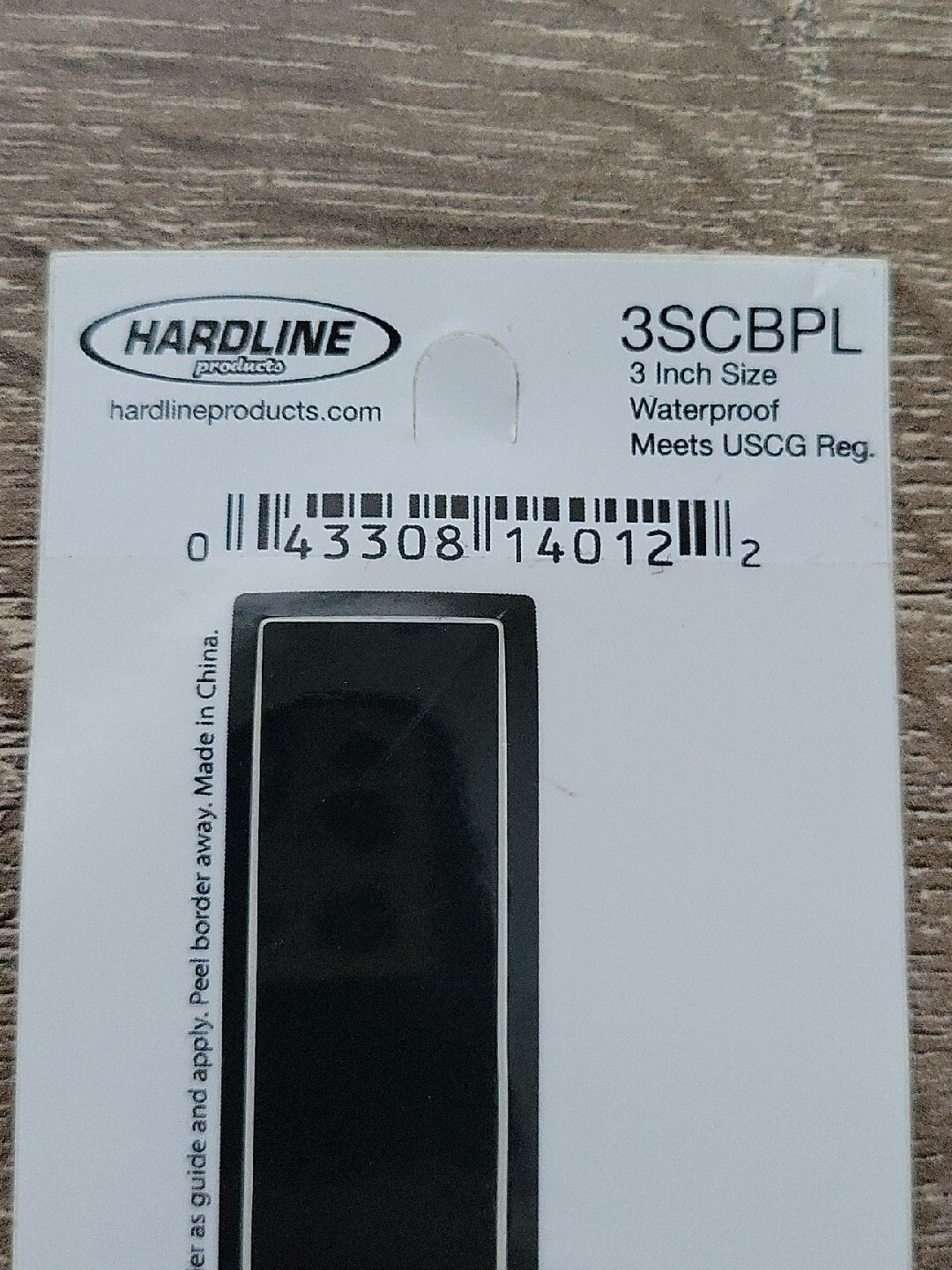 Hardline Self Adhesive Letter L Glossy Black 3" Super Stick, Waterproof. 3SCBPL