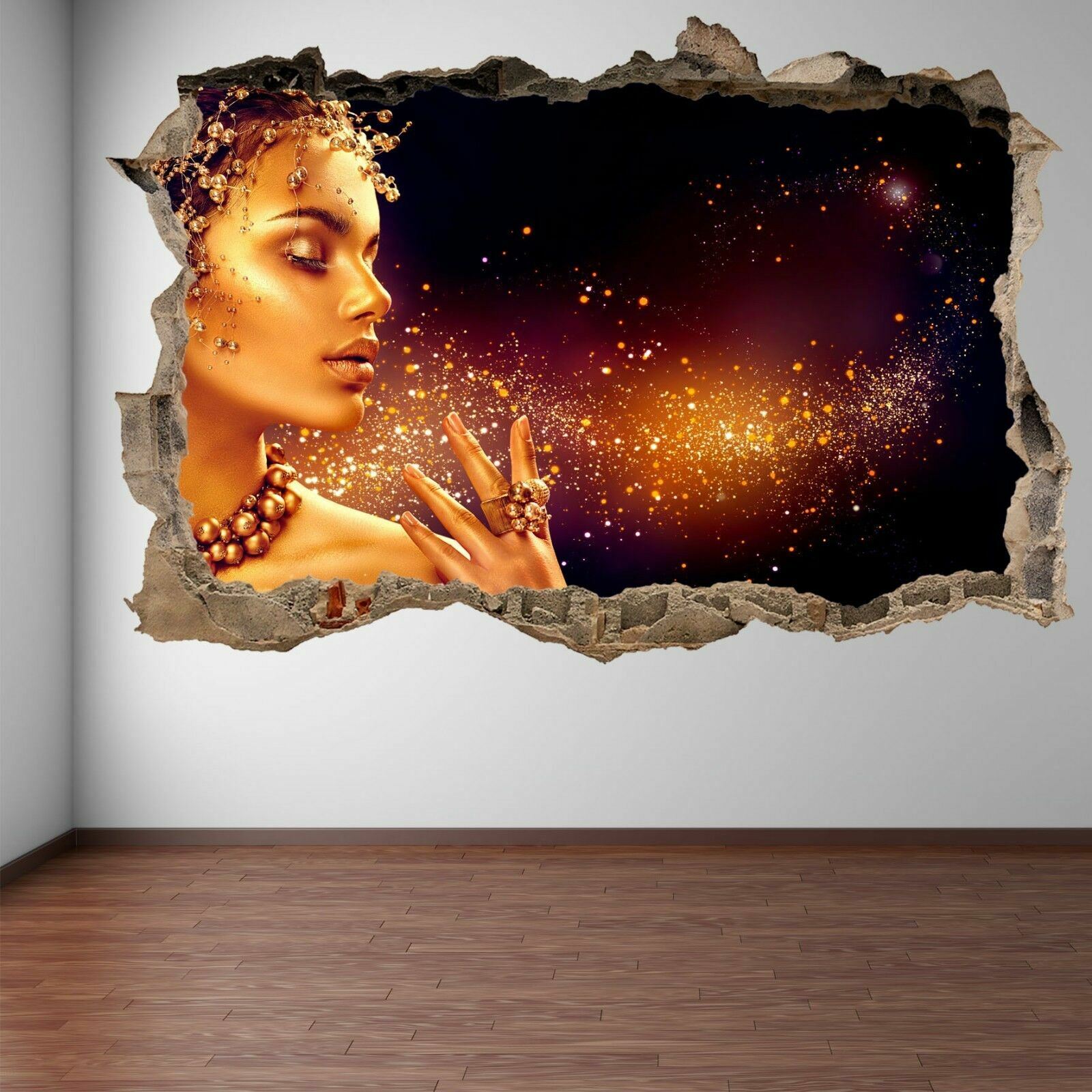 Gold Makeup Model Hair Beauty Salon Wall Art Stickers Mural Decal Fashion GP7