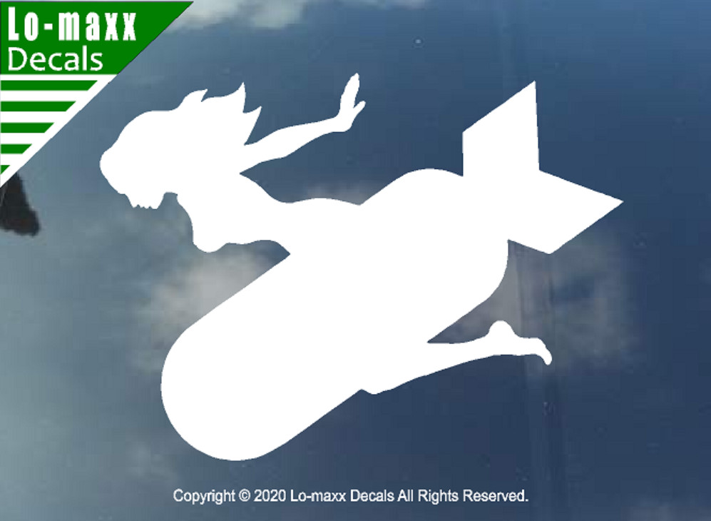 Mudflap Girl Riding Bomb Trucker WW 2 Bomber Custom Graphic Die Cut Vinyl Decal