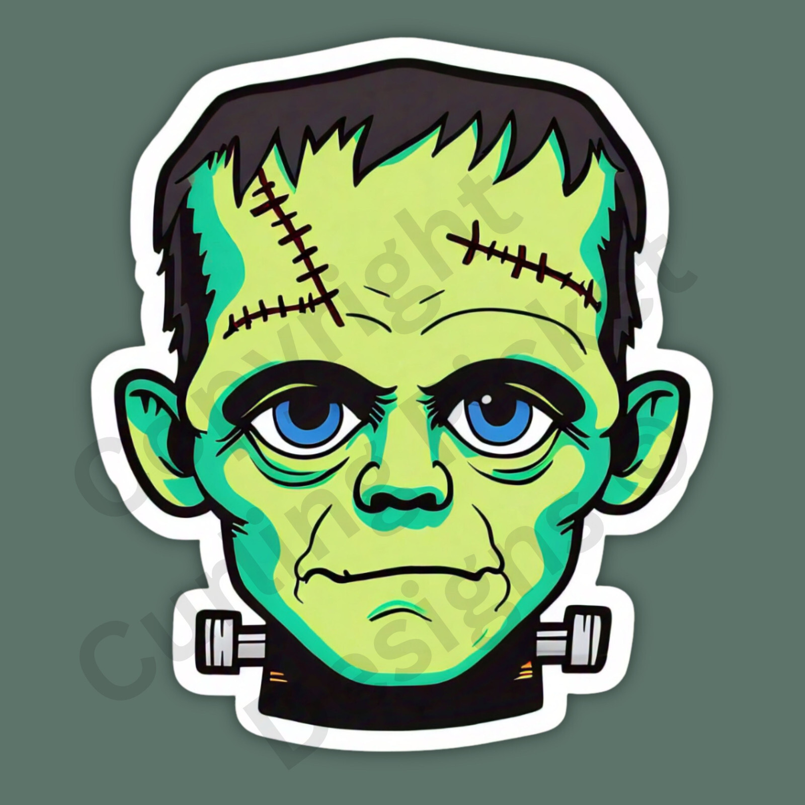 Frankenstein Monster Scary Horror Spooky Green Halloween 3" Vinyl Sticker