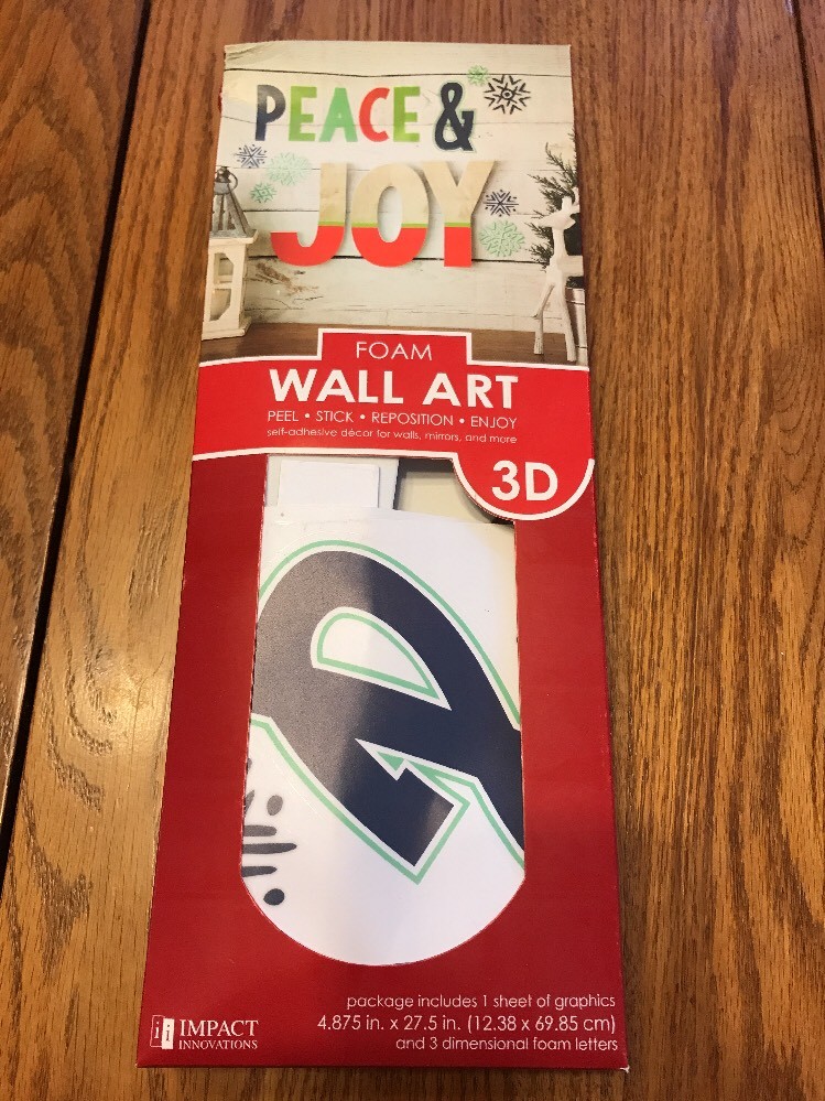 4.875”x 27.5” Foam 3D DIY Wall Art “Peace & JOY” Ships N 24h