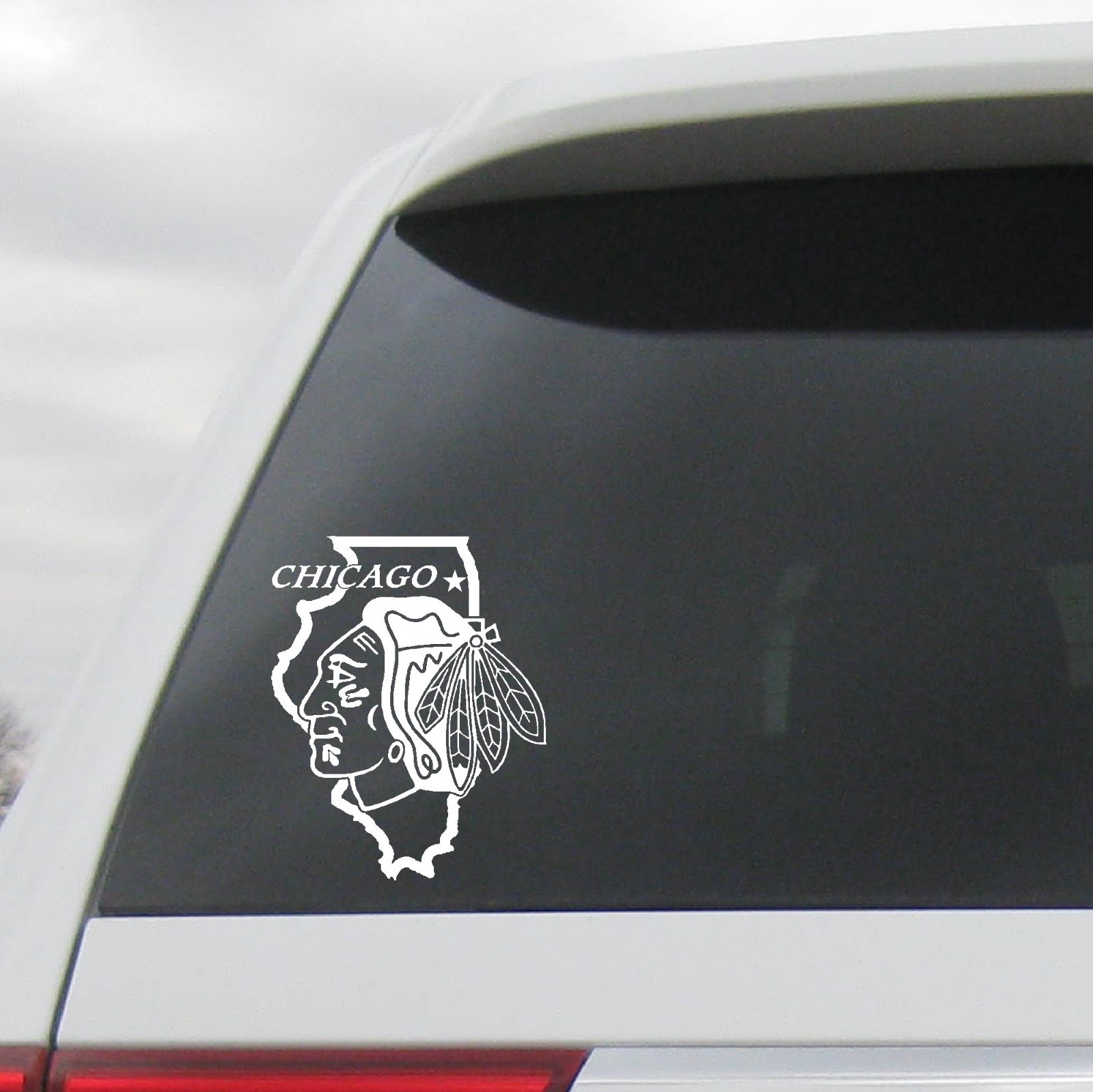 CHICAGO BLACKHAWKS ILLINOIS STATE MAP DECAL VINYL STICKER WINDOW CAR WALL