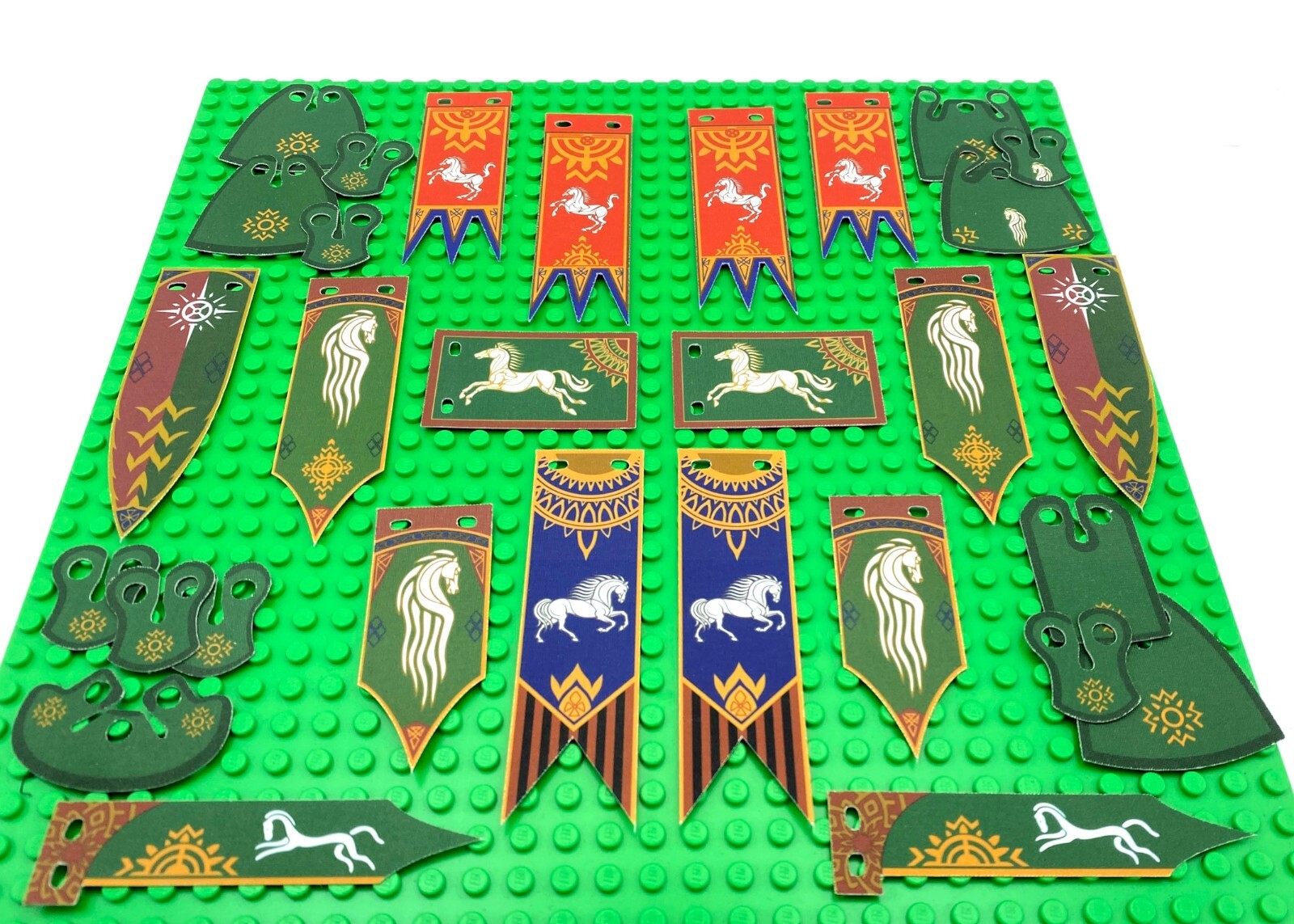 x30 Custom Lord of the Rings Banners, Flags, Capes for Rohan Kingdom (fits Lego)