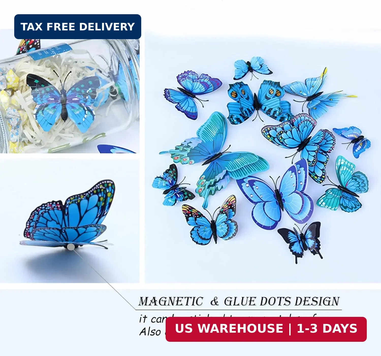 OPSEAM Butterfly Wall Decor 24/48 PCS, 3D Butterflies Stickers for Party Decorat