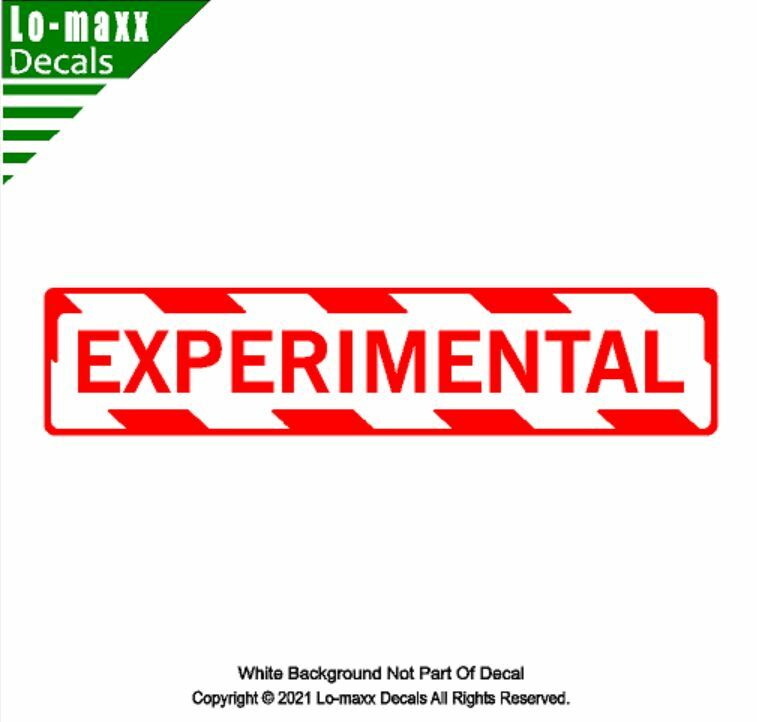EXPERIMENTAL Aircraft With Hazard Stripes Aircraft Markings Die Cut Vinyl Decal