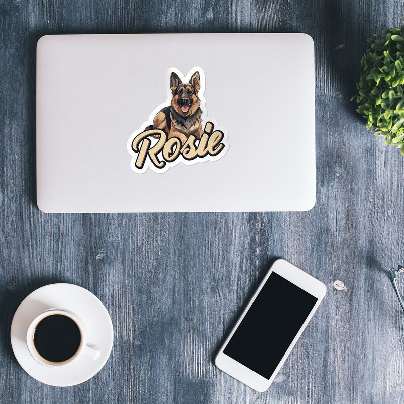 German Shepherd Dog Rosie Name Vinyl Decal Waterproof Car Bumper Sticker
