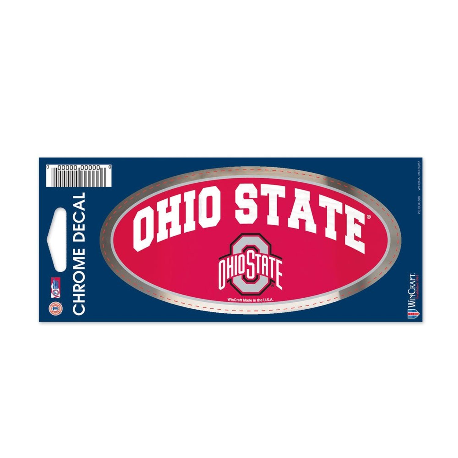 Wincraft NCAA Ohio State University WCR24846014 Chrome Decal, 3" x 7"